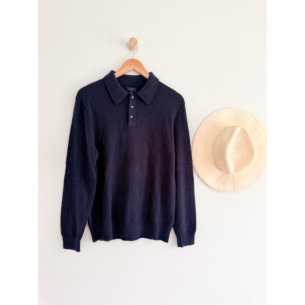 J.Crew Factory | NWT Sweater Polo Lambswool Blend Navy Long Sleeve | Sz S